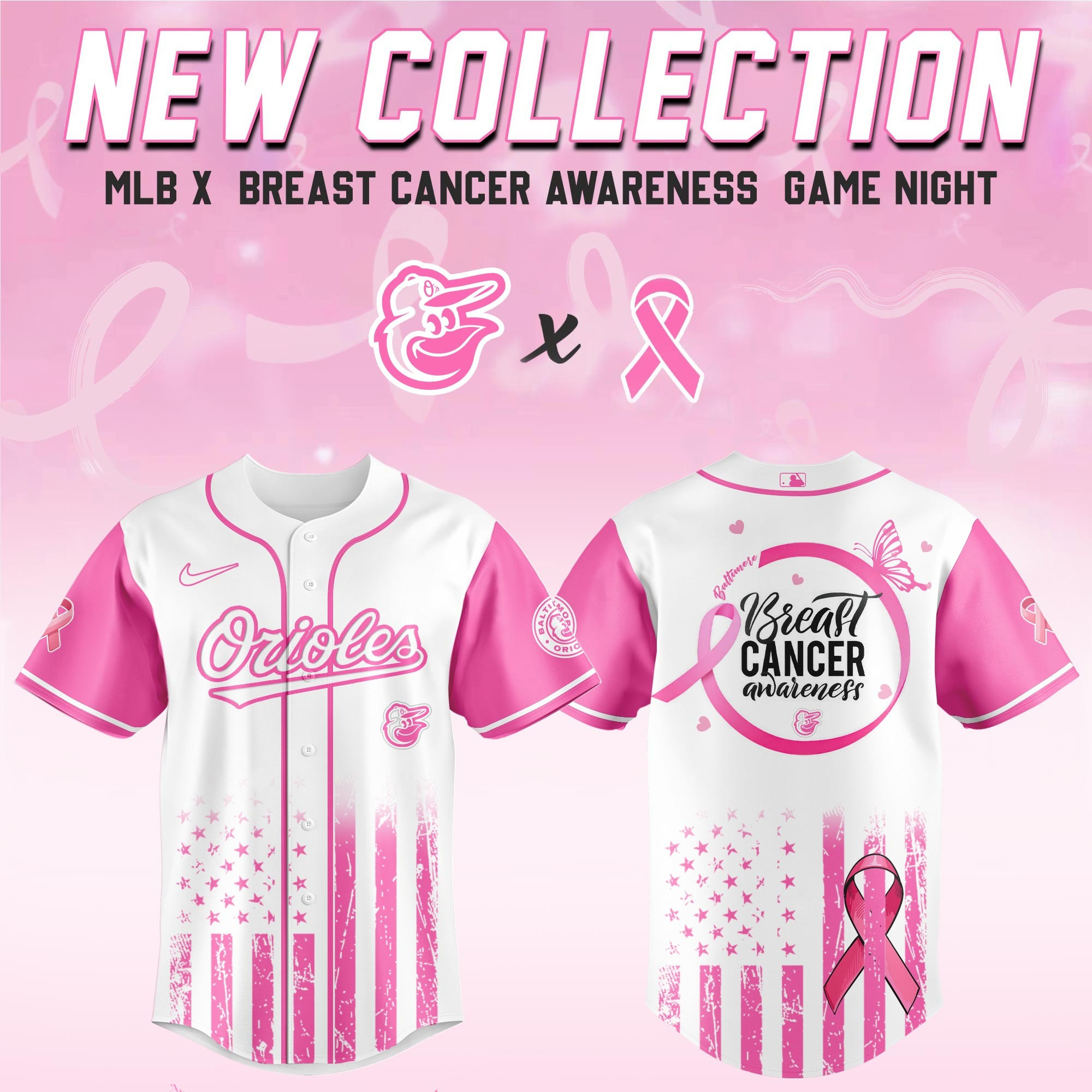 Baltimore Orioles x Breast Cancer Awareness Game Night Jersey Best Gifts For Baseball Lovers