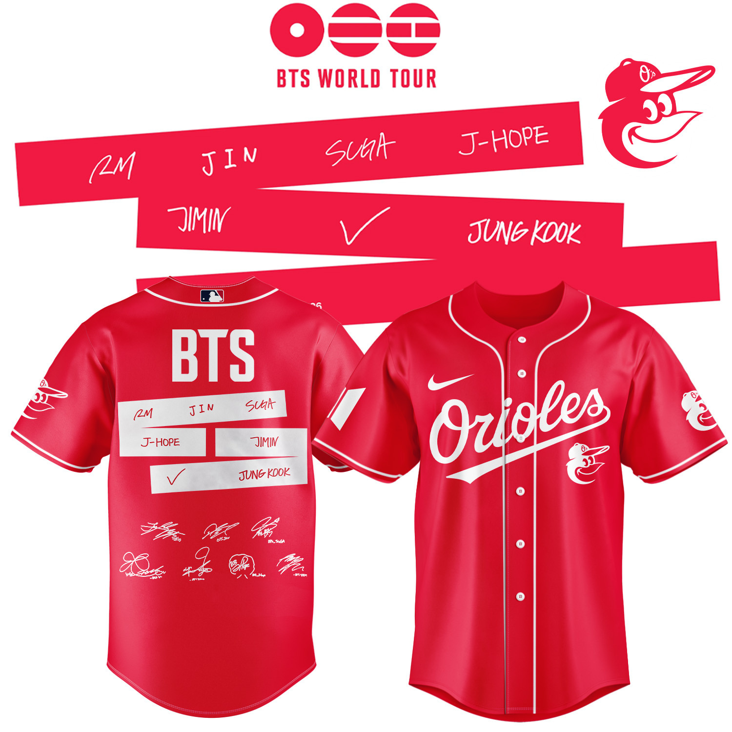 Baltimore Orioles x BTS World Tour 2026 Jersey 2026 MLB Playoffs Merch Cool Gift For Army