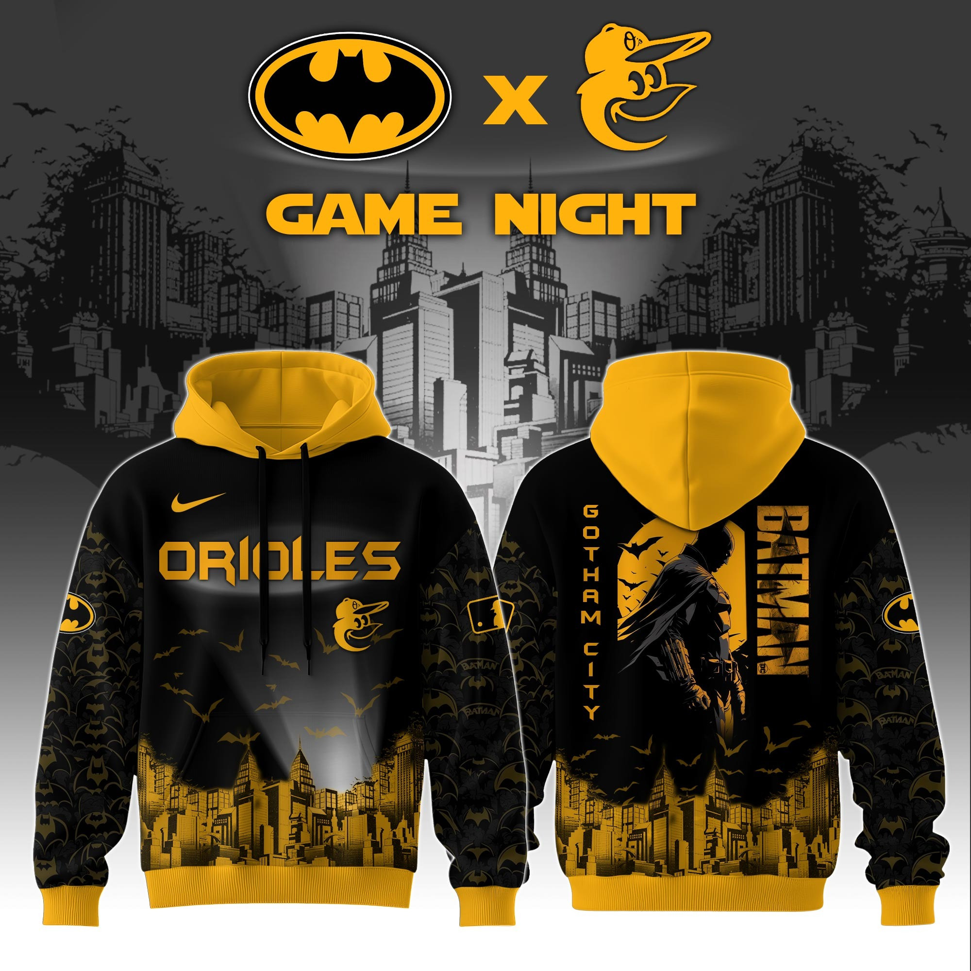 Baltimore Orioles x DC Batman Game Night Hoodie Best Gifts For Baseball Lovers Fans For Him