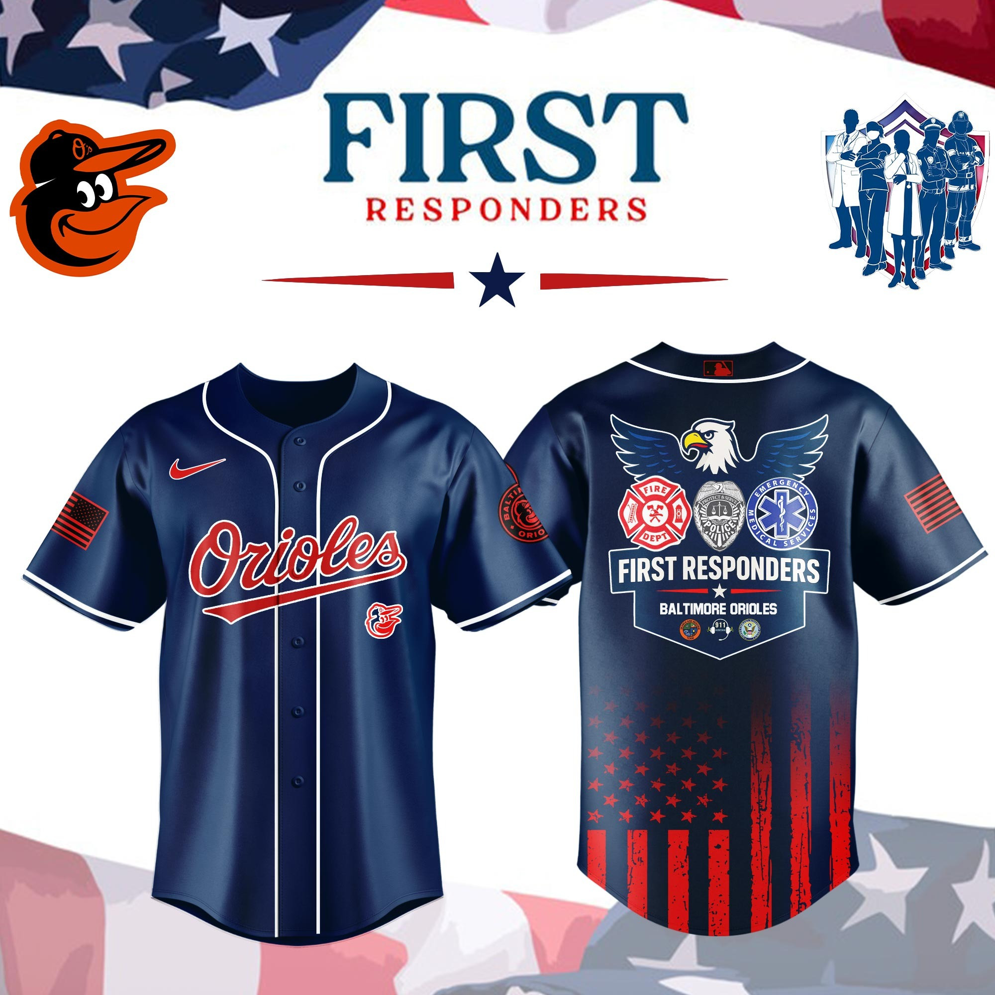 Baltimore Orioles x First Responders Night Jersey 2025 Best Gifts For Baseball Fans