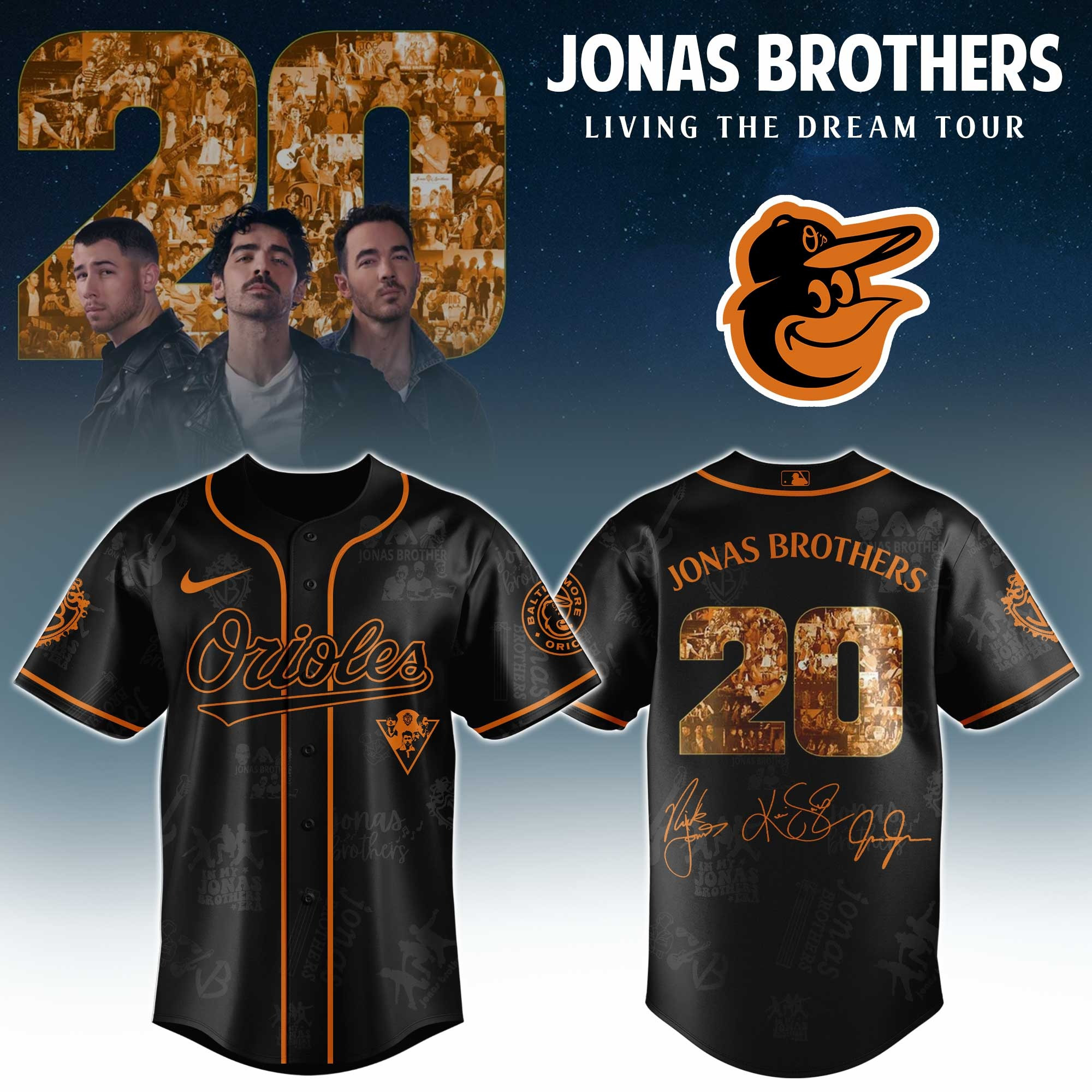 Baltimore Orioles X Jonas Brothers 20 Tour 2025 Jersey MLB Merch Baseball Fan Gifts For Him
