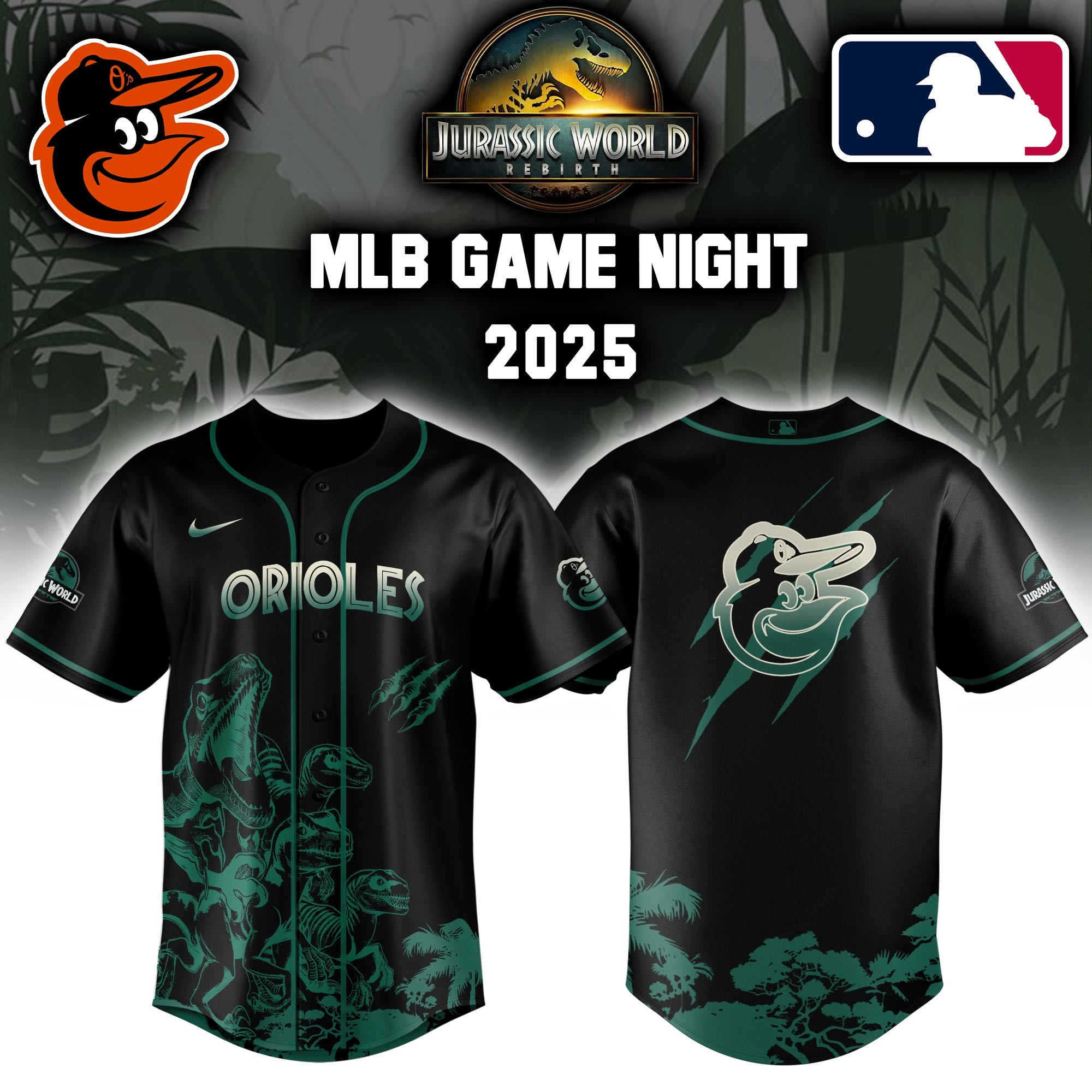 Baltimore Orioles x Jurassic World Baseball Jersey 2025 Gifts For Baseball Fans