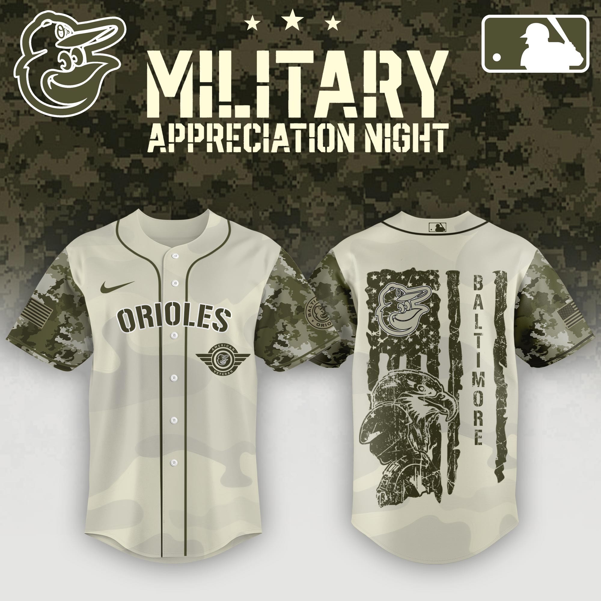Baltimore Orioles x MLB 2025 Armed Forces Day Night Jersey Gifts For Baseball Fans