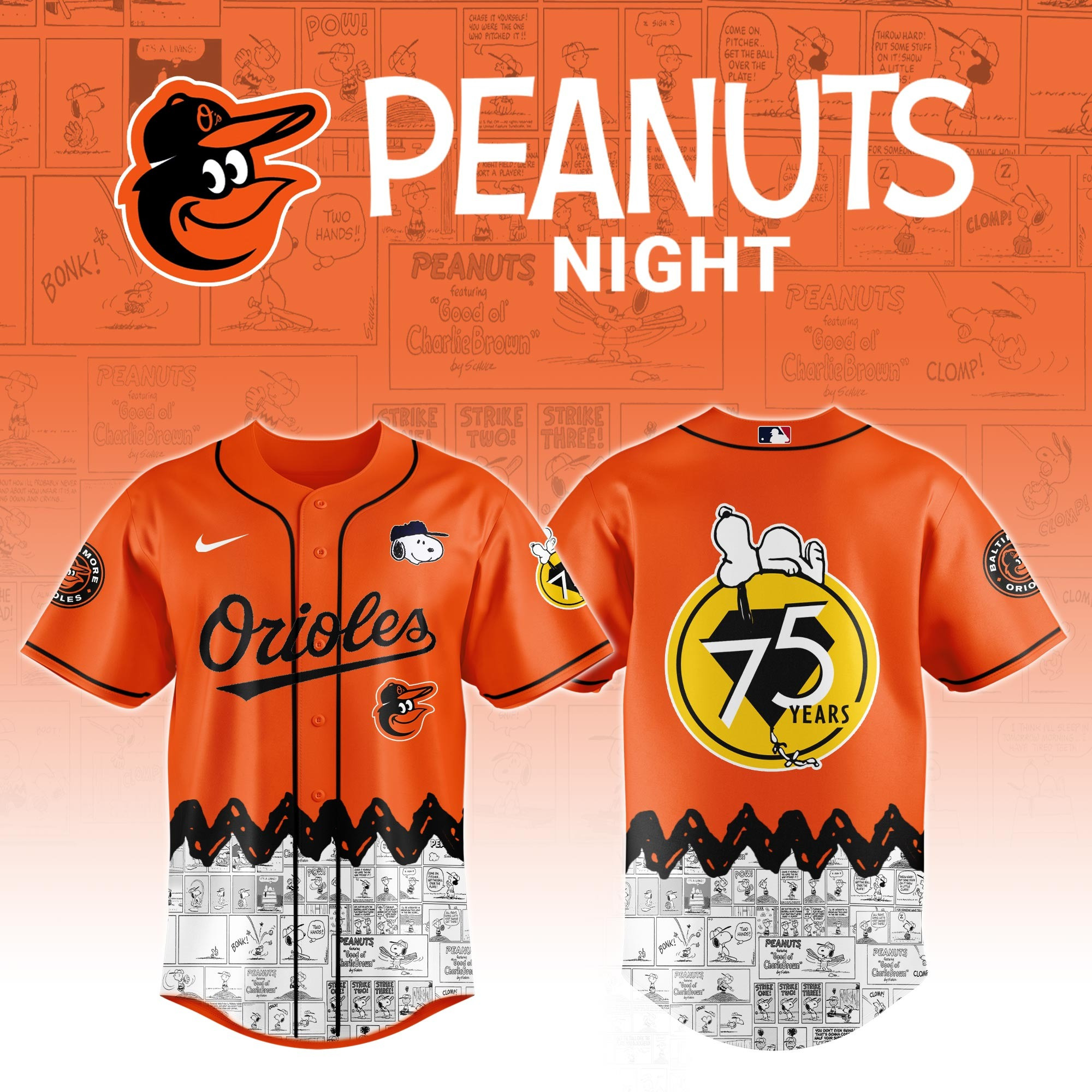 Baltimore Orioles x Peanuts Night Jersey 2025 Unique Gifts For Baseball Fans