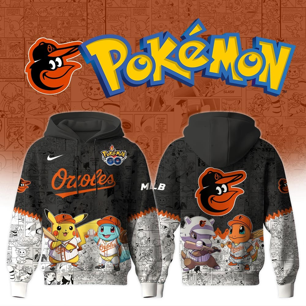 Baltimore Orioles X Pokemon Go Hoodie MLB Fan Merch Gifts For Baseball Lovers For Him Her