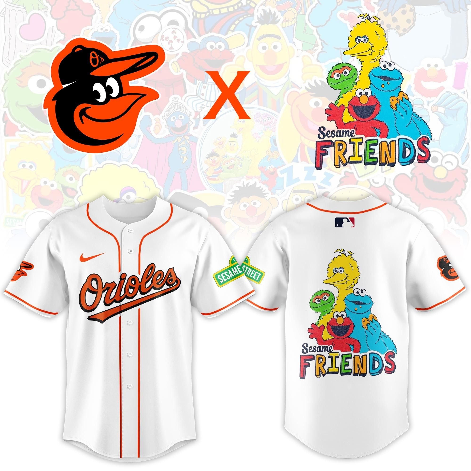 Baltimore Orioles x Sesame Friends 2025 Street Night Jersey Gifts For Movie Fans
