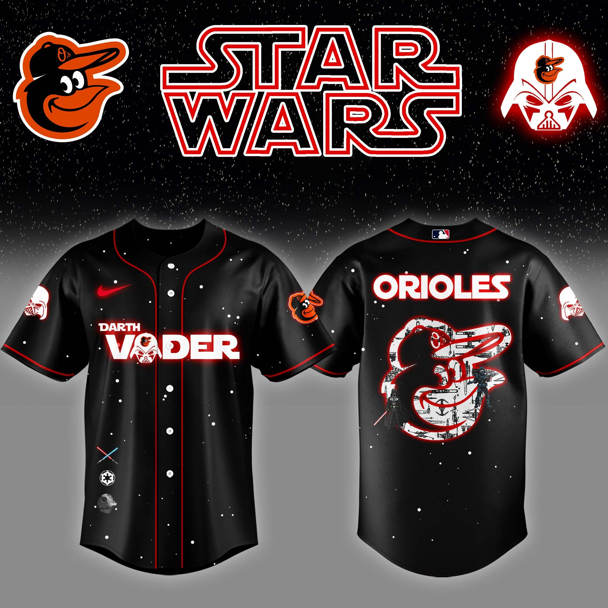 Baltimore Orioles x Star Wars Darth Vader Night Baseball Jersey Gifts For Fans