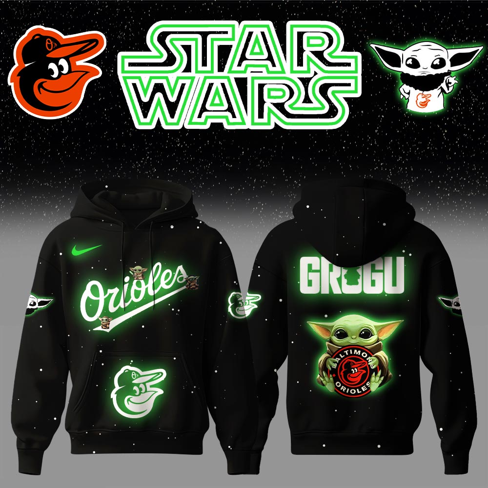 Baltimore Orioles x Stars Wars Baby Yoda Game Night Hoodie Gifts For Baseball Players