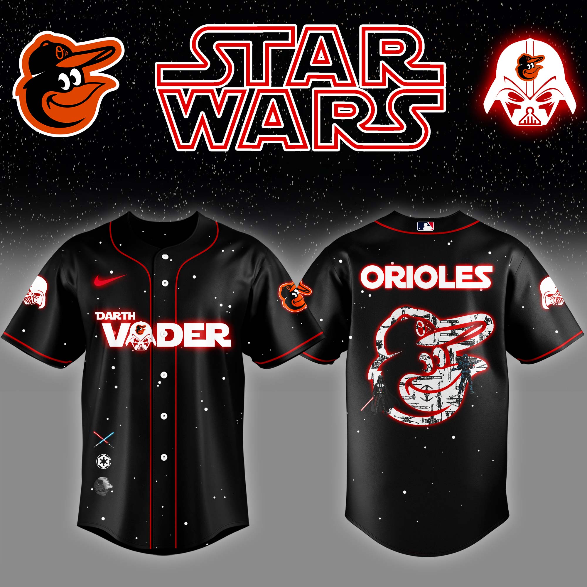 Baltimore Orioles x Stars Wars Darth Vader Night Baseball Jersey Gift For Baseball Lover
