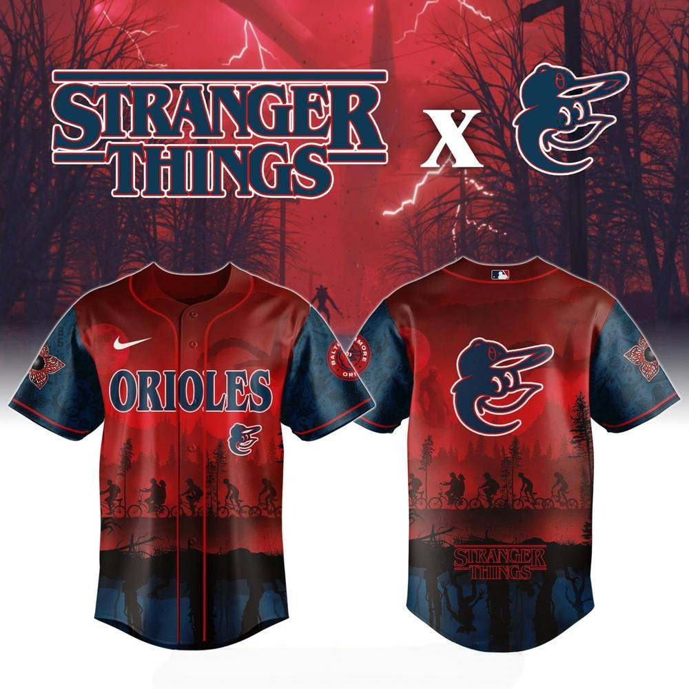 Baltimore Orioles x Stranger Things Night Game Baseball Jersey Baseball Team Gift Ideas