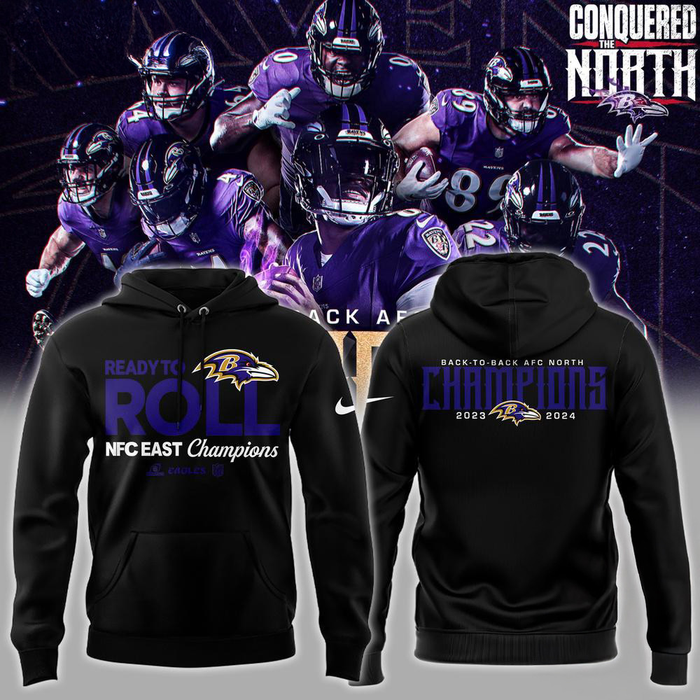 Baltimore Ravens 2024 AFC North Division Champions Hoodie Gifts For Football Fan