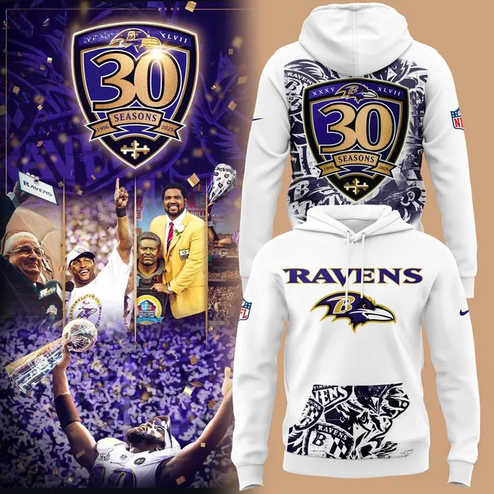Baltimore Ravens 30 Season 1996-2025 Hoodie Presents For Football Fans