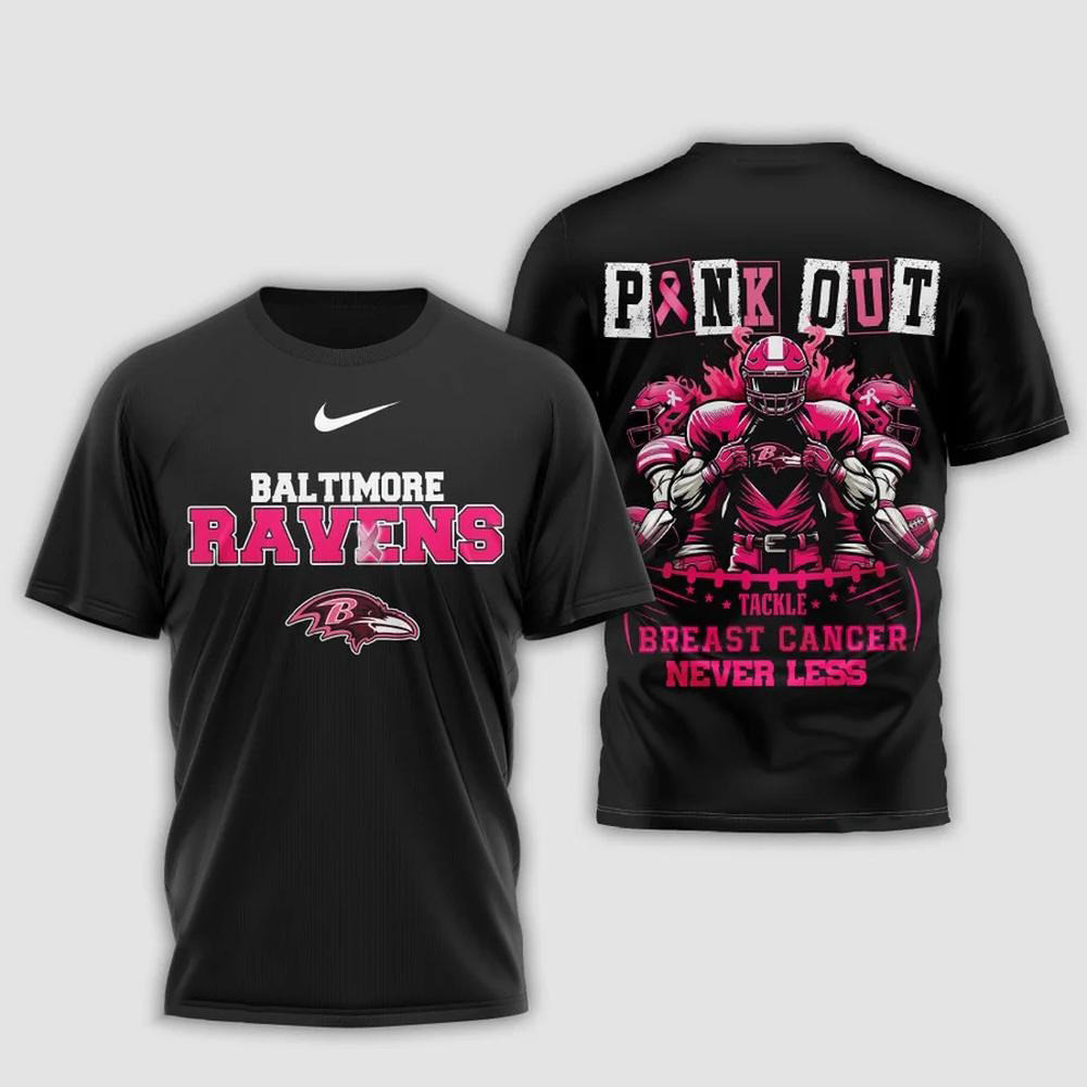 Baltimore Ravens Football Pink Out Tackle Breast Cancer Shirt Gifts For Football Fan