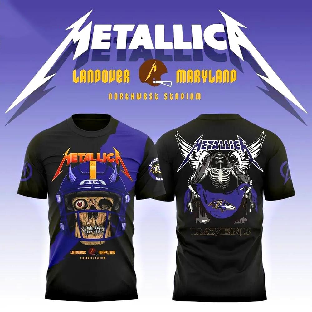 Baltimore Ravens x Metallica M72 World Tour T-Shirt Gifts For Music Lovers