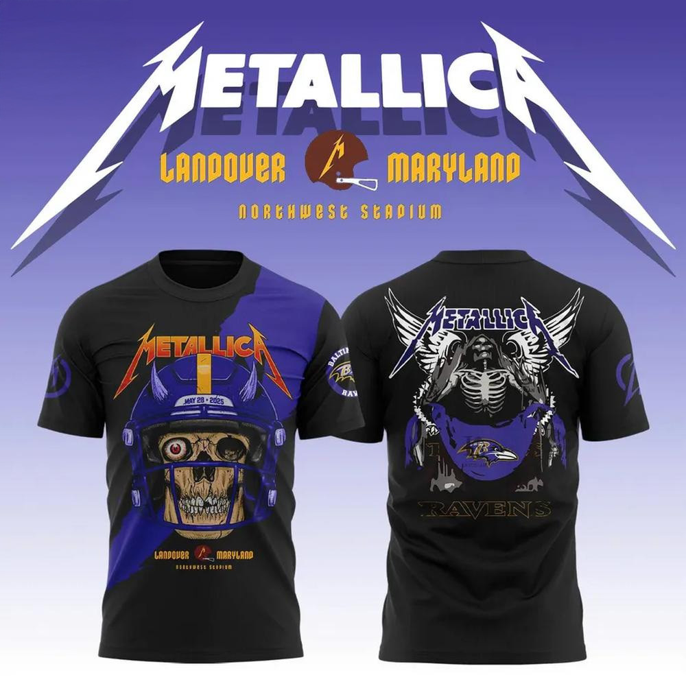 Baltimore Ravens x Metallica M72 World Tour T-Shirt Metallica Baltimore Ravens Merch