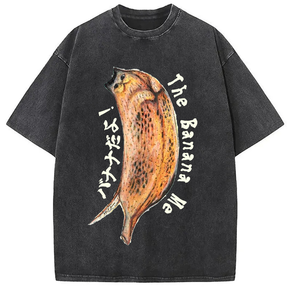 Banana Cat Drawing Washed T-Shirt Funny Quote Unisex Shirt Gifts For Brother