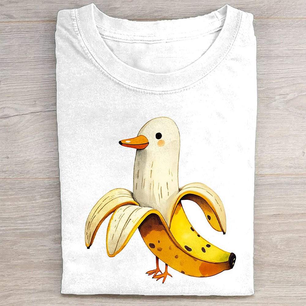 Banana Duck Graphic T-Shirt Funny Meme Animal Tee For Men And Teen Boys
