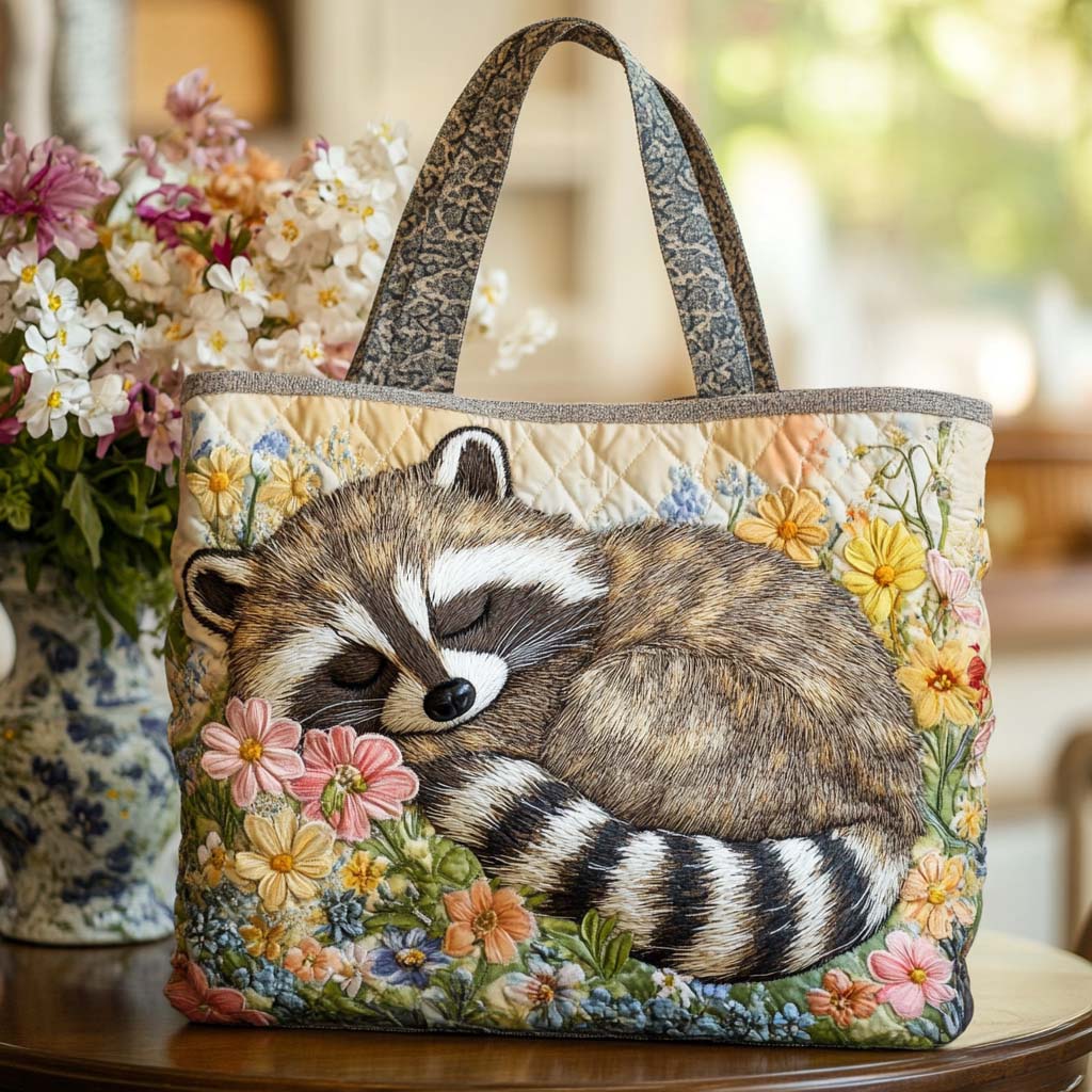 Bandit Dreams Quilted Tote Bag Funny Raccoon Gifts