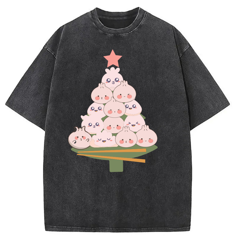 Bao Christmas Washed T-Shirt Retro Humor Graphic Top Gifts For Sister