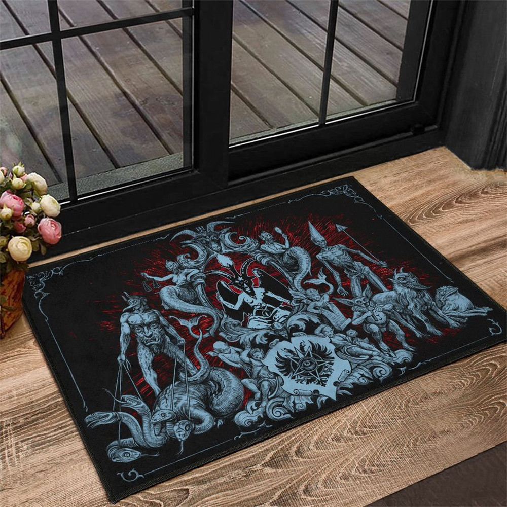 Baphomet Doormat Baphomet Satanic Goat Gothic Doormat Unique Floor Mat