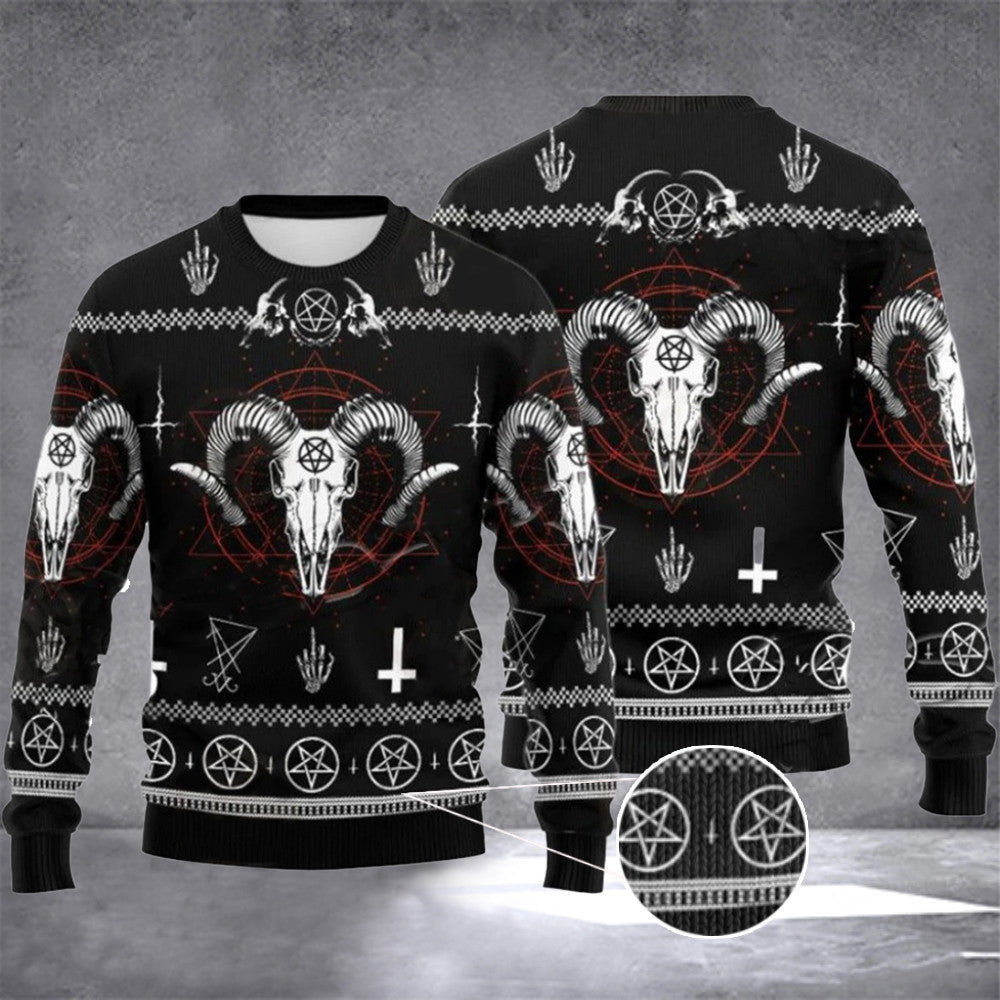 Baphomet Sweater Hail Satan Christmas Sweater Clothing