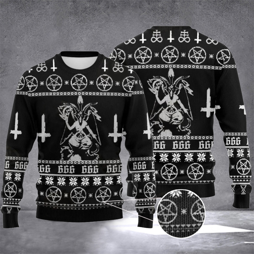 Baphomet Ugly Christmas Sweater Baphomet Xmas Sweater