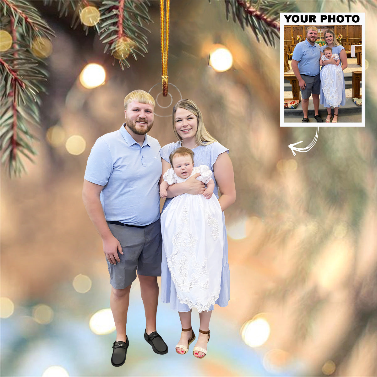 Baptism Ornament Personalized Custom Photo Mica Ornament