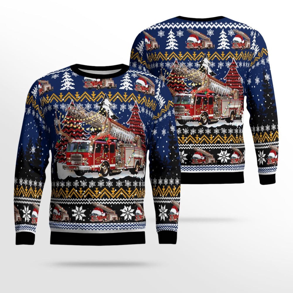 Bar Harbor Fire Department Bar Harbor Maine Christmas AOP Ugly Sweater Xmas Unisex Sweater Christmas Gifts for Men Women
