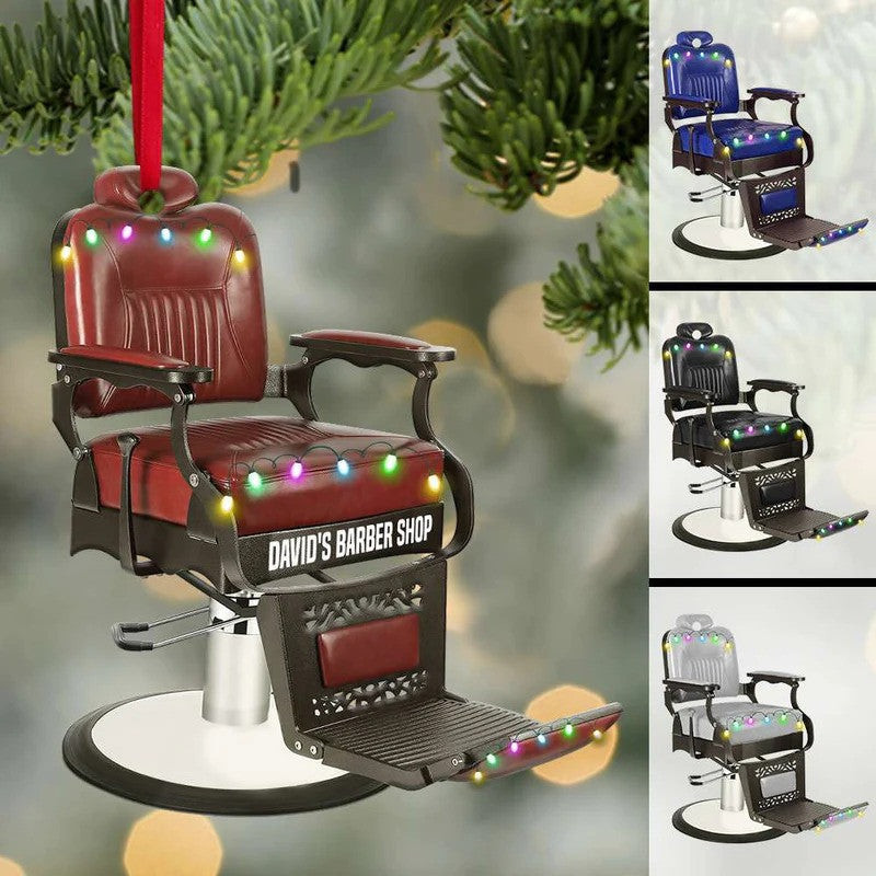 Barber Chair Personalized Christmas Ornament  Gift For Baber Shop Owner