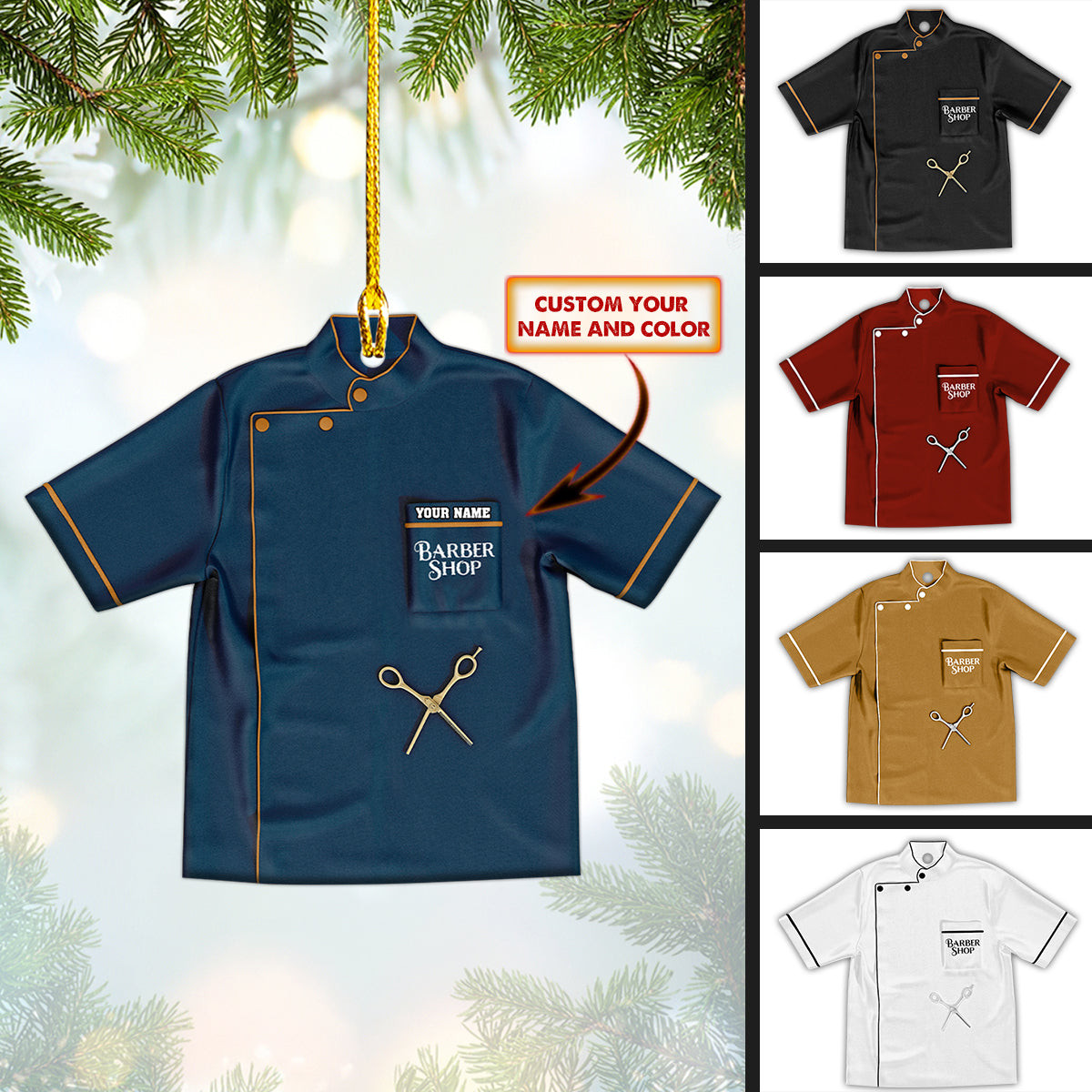 Barber Uniform Ornament Barber Shop Personalized Shaped Ornament Christmas Gift For Barber