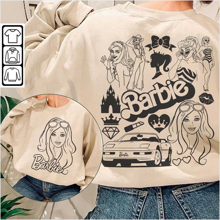 Barbie Movie Doodle Art Princess Barbies Sweatshirt Gifts For BFF Merch Apparel
