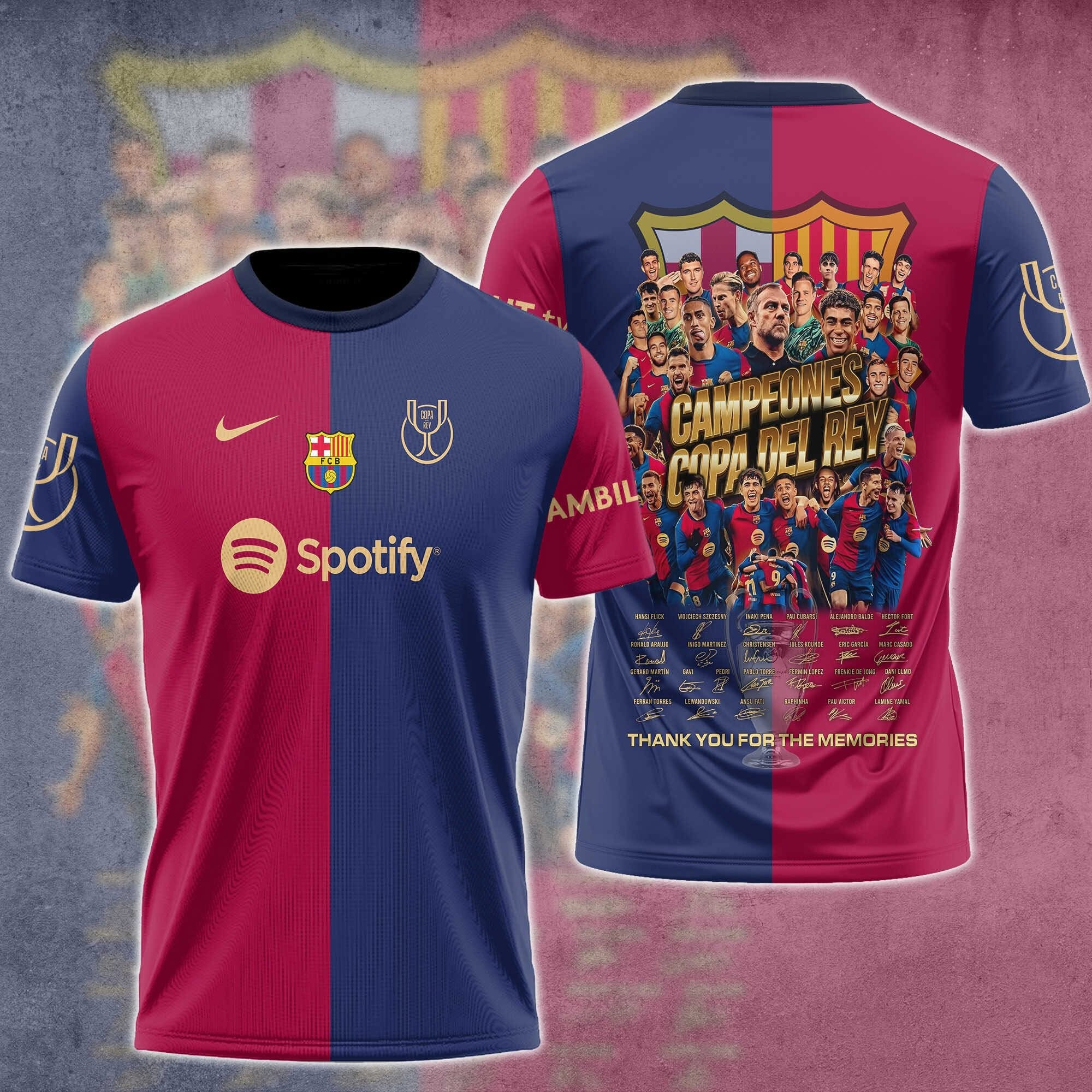 Barcelona Champions Copa Del Rey 2025 T-Shirt Thank You For The Memories Barcelona FC Merch