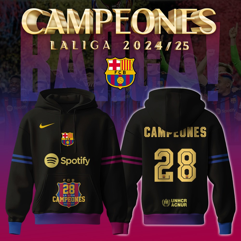 Barcelona La Liga CAMPEONES 2025 Season Hoodie Gifts For Football Fan