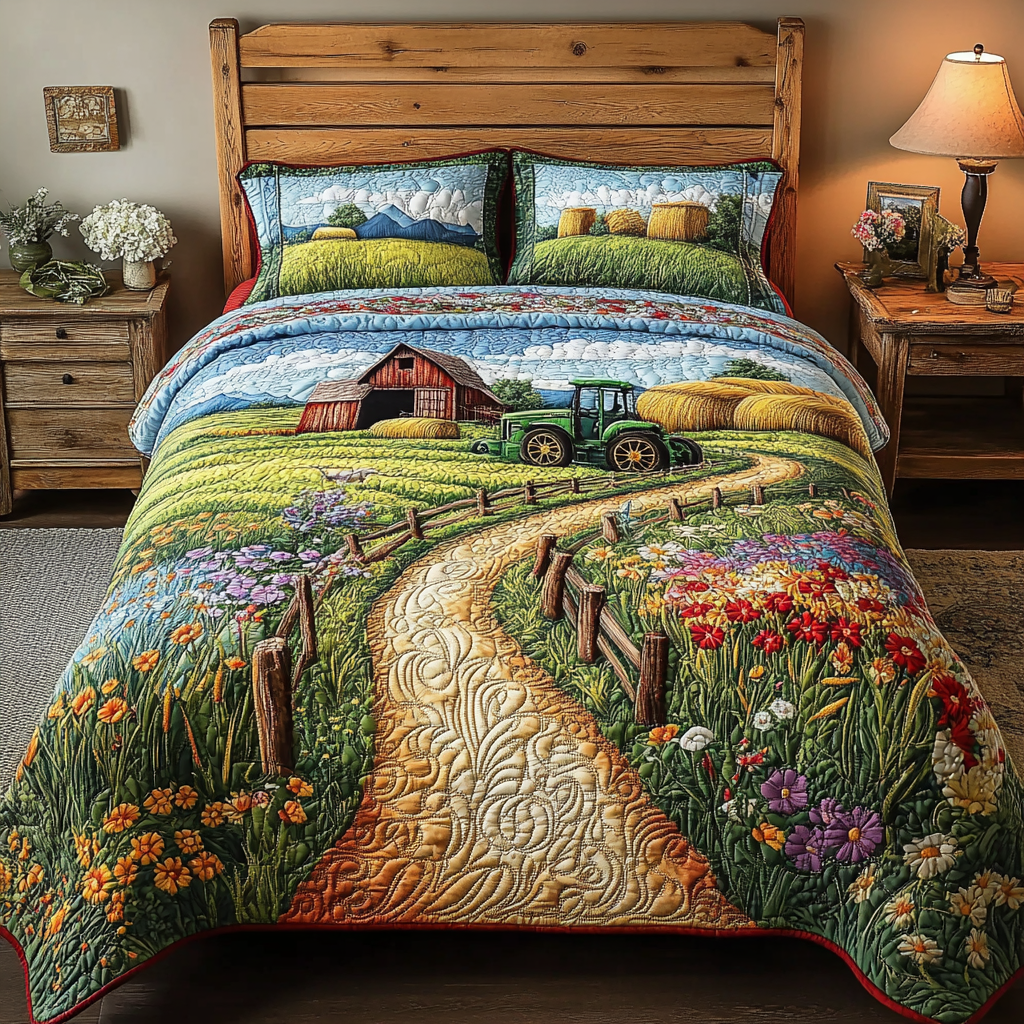 Barn Beauty Quilted Bedding Set Bed Decor Ideas Tractor Gifts For Him