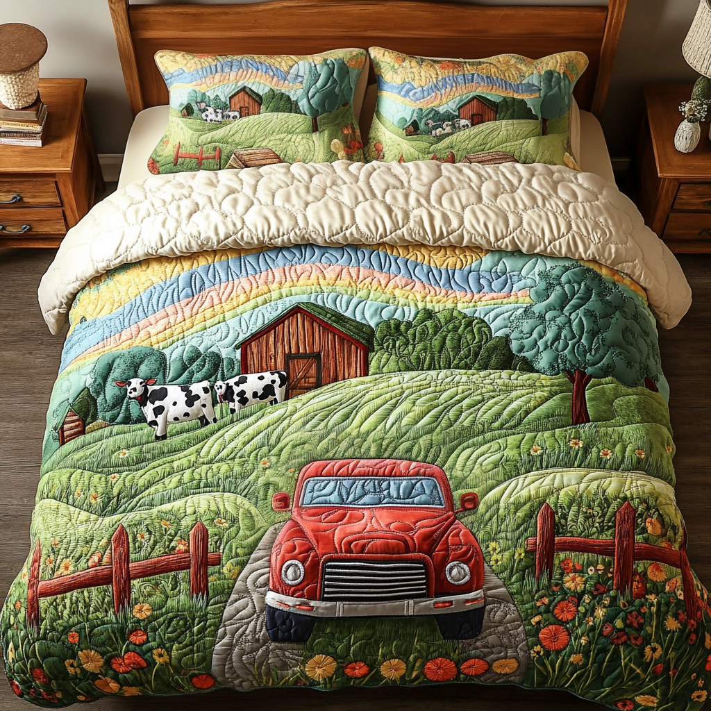 Barn Blessings Quilted Bedding Set Floral Bedding King Size Quilt