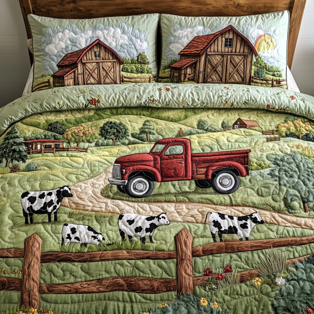 Barn Dreams Quilted Bedding Set Farmhouse Bedroom Decor Ideas Unique Gifts For Family