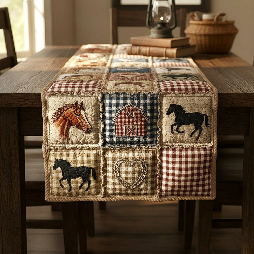 Barn Home Quilted Table Runner Rustic Kitchen Dining Decor Gift For Cozy Family Home Lovely