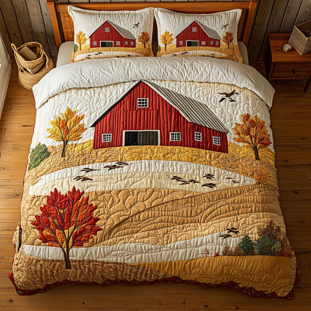 Barn Horizon Quilted Bedding Set Duvet Cover Bedspread Present Ideas For Husband