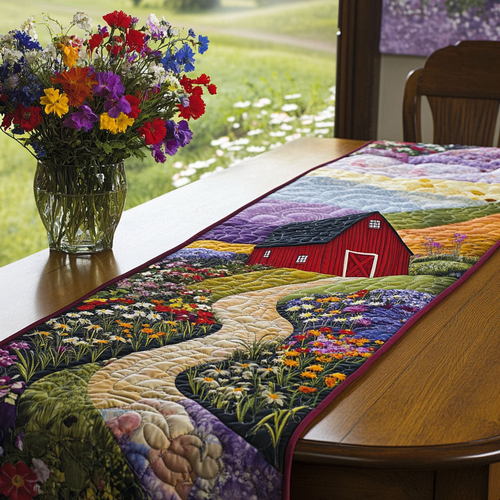 Barn Path with Flowers Quilted Table Runner Farmhouse Style Table Runners Unique Gifts Family