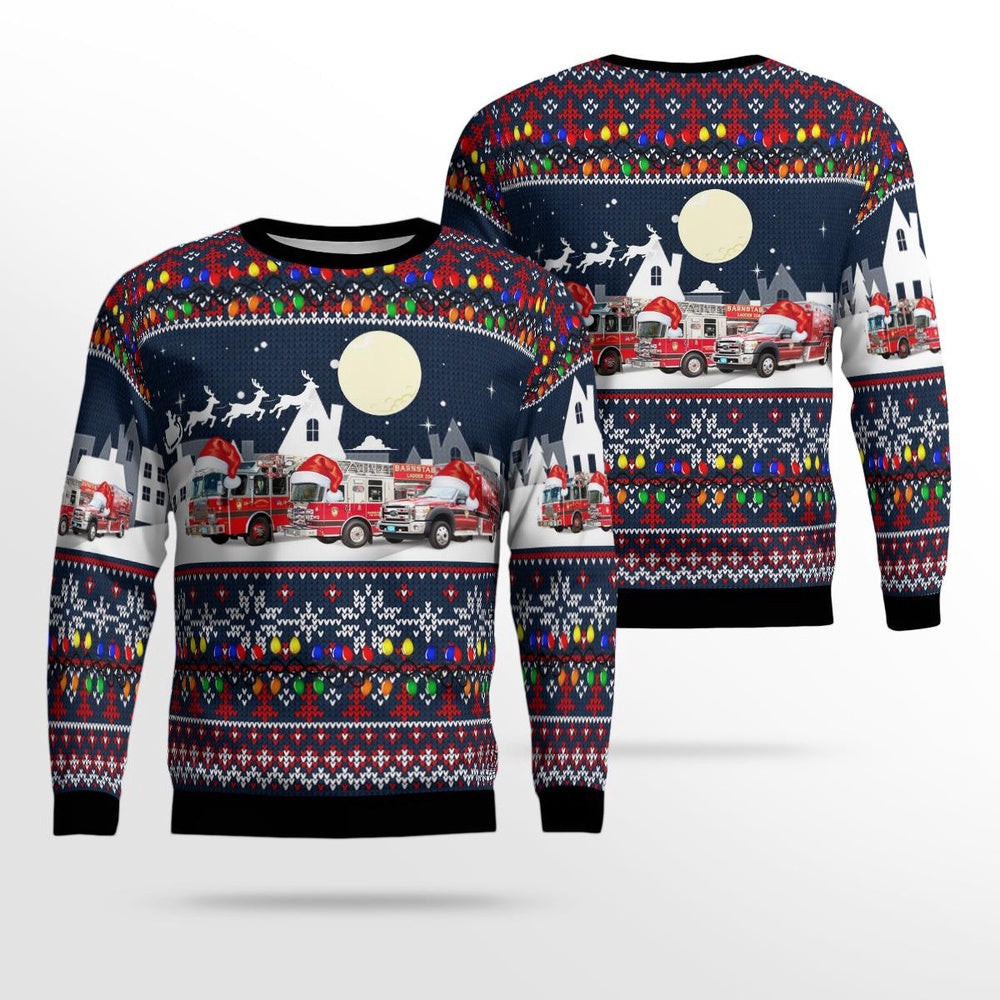 Barnstable Massachusetts Barnstable Fire Department AOP Ugly Sweater Xmas Unisex Sweater Christmas Gifts for Men Women