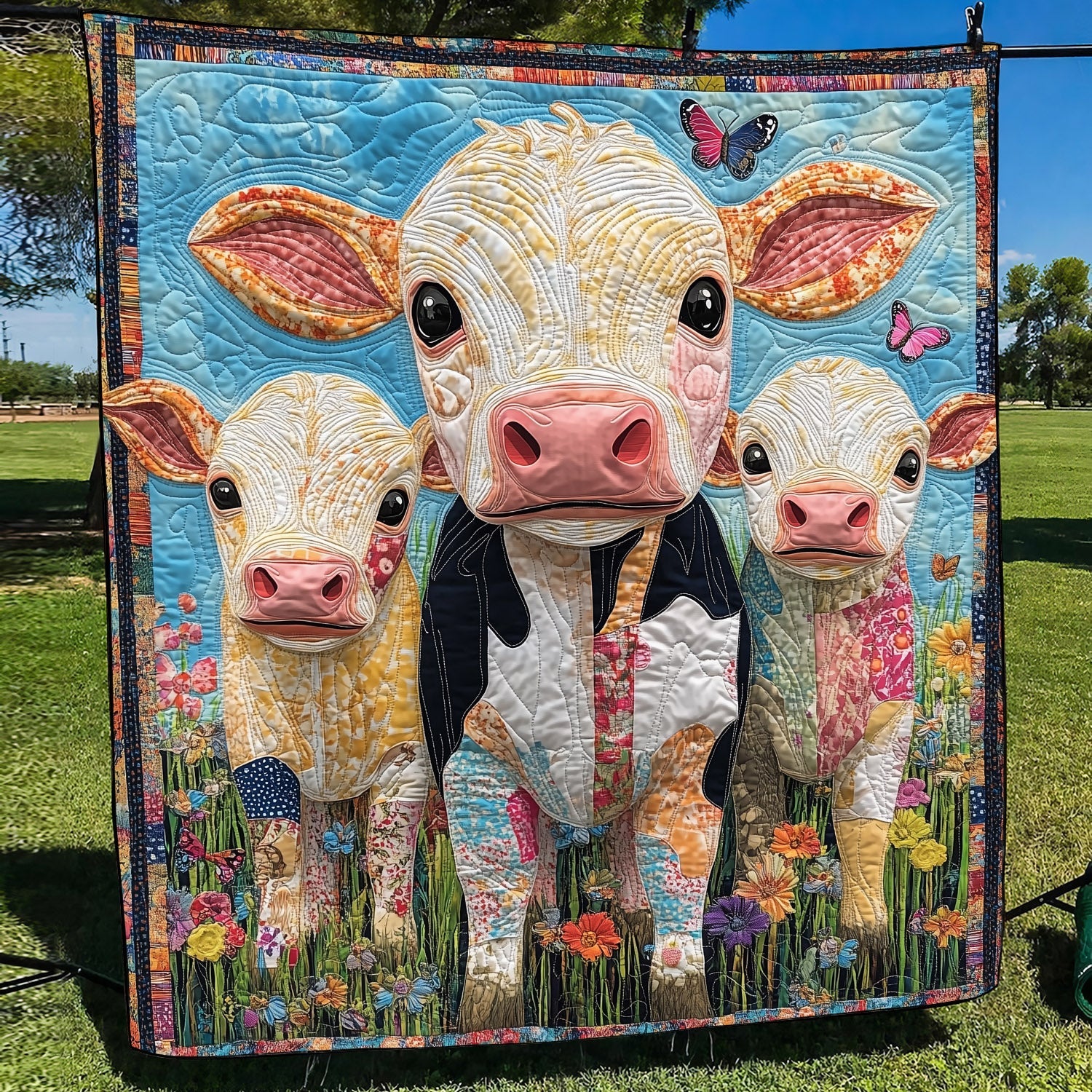 Barnyard Babies Quilted Blanket Cow Gifts For Cow Loversr