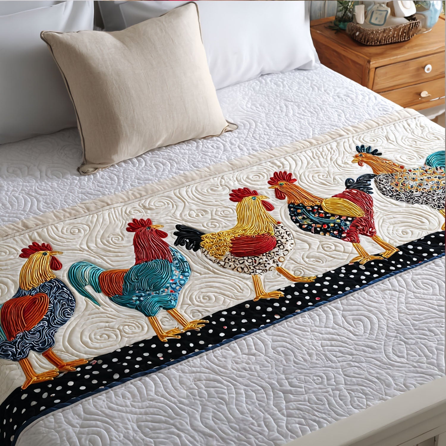 Barnyard Beauty Quilted Bed Runner Bedroom Decorations Chicken Lover Presents