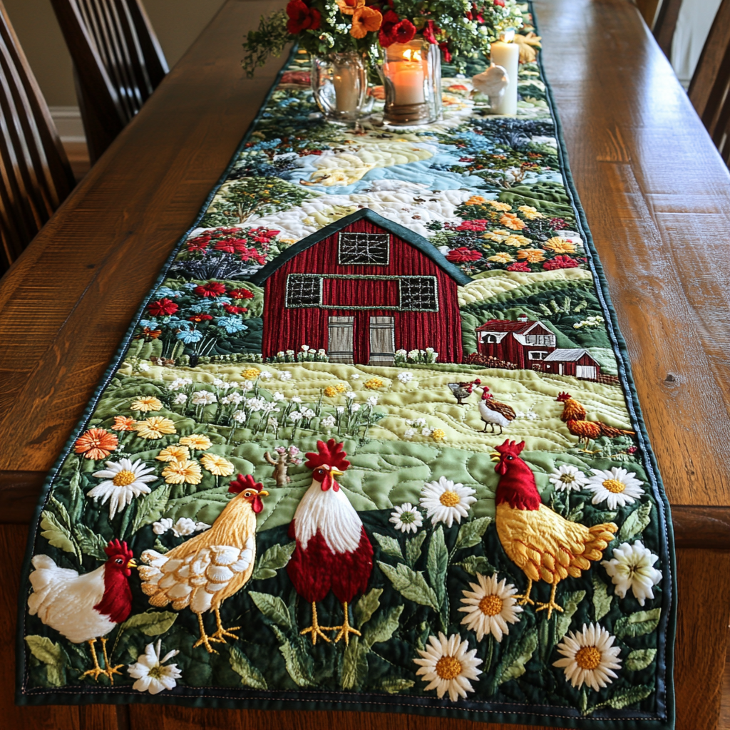 Barnyard Beauty Quilted Table Runner Autumn Table Runner Great Gifts For Mom