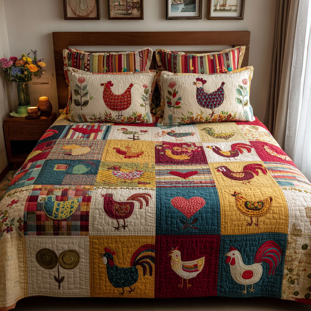 Barnyard Blessings Quilted Bedding Set Bedspread Set Gifts For Hen Lovers