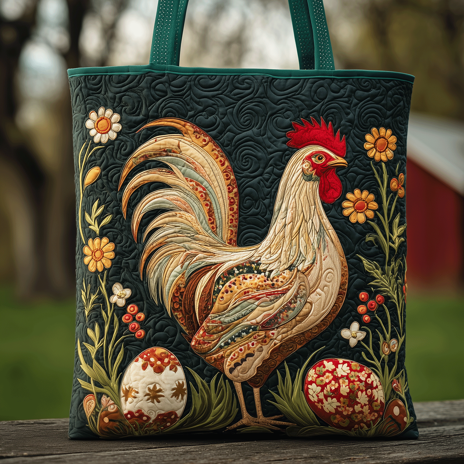 Barnyard Blossom Quilted Tote Bag Gifts For People With Chickens