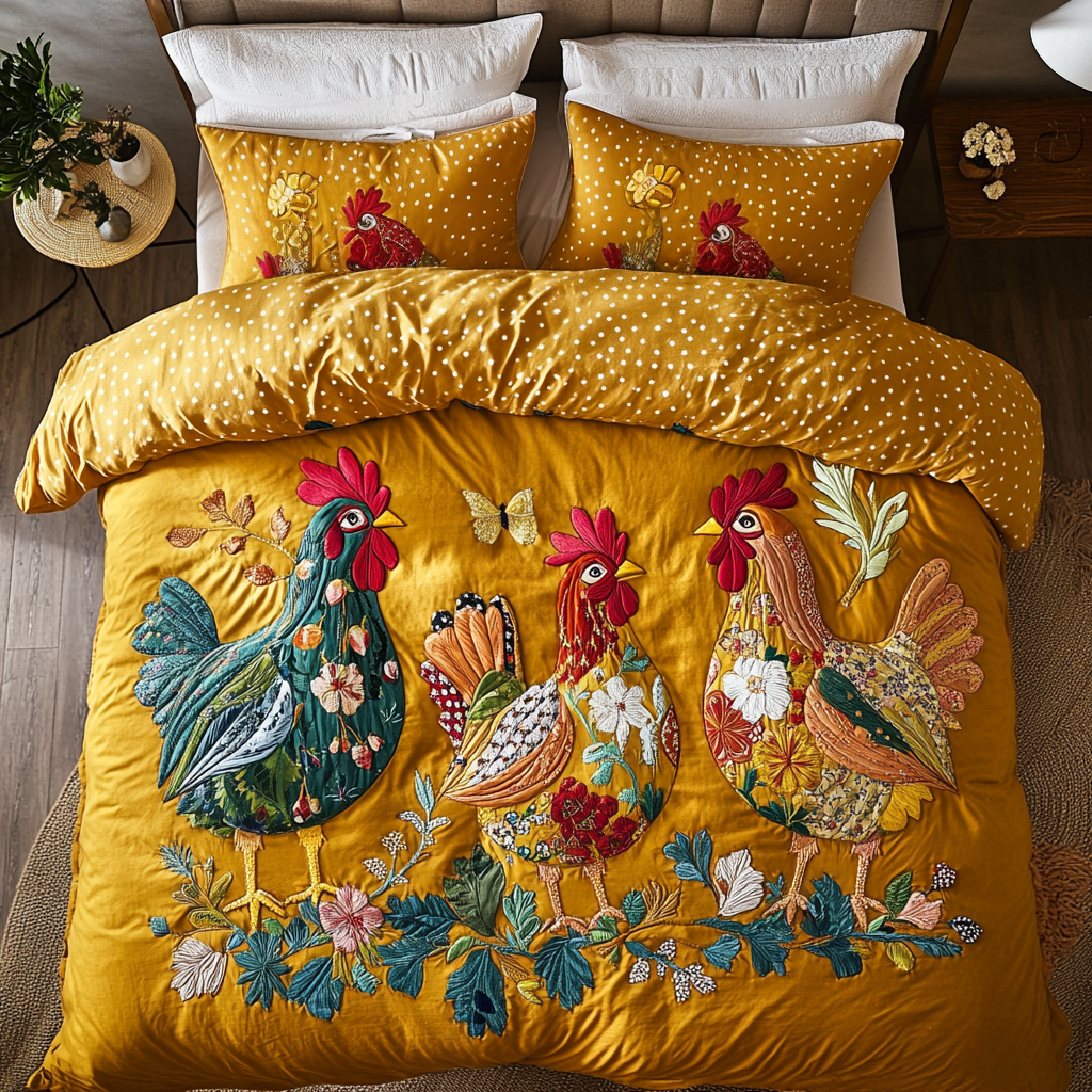 Barnyard Cozy Quilted Bedding Set Bed Decorations Chicken Novelty Gifts