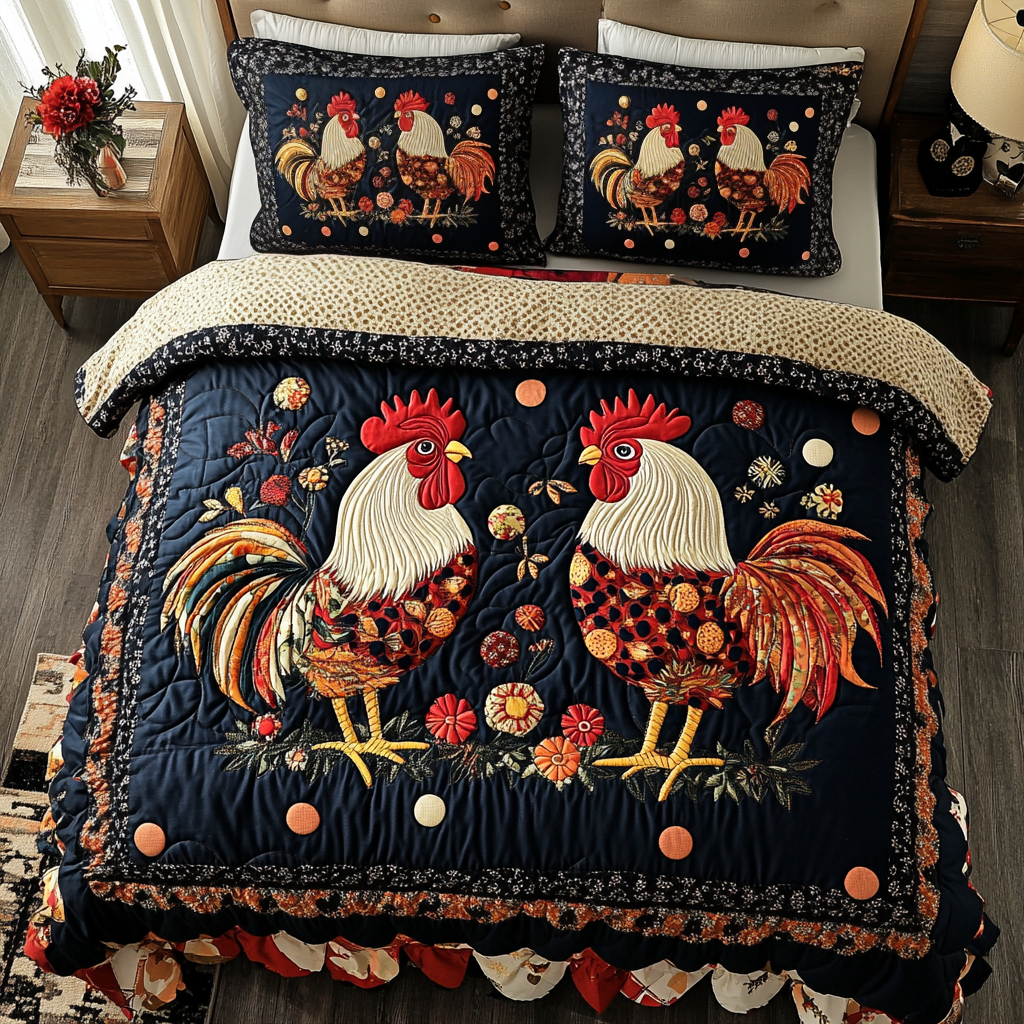 Barnyard Elegance Quilted Bedding Set Best Bed Sheet Set Chicken Lover Presents