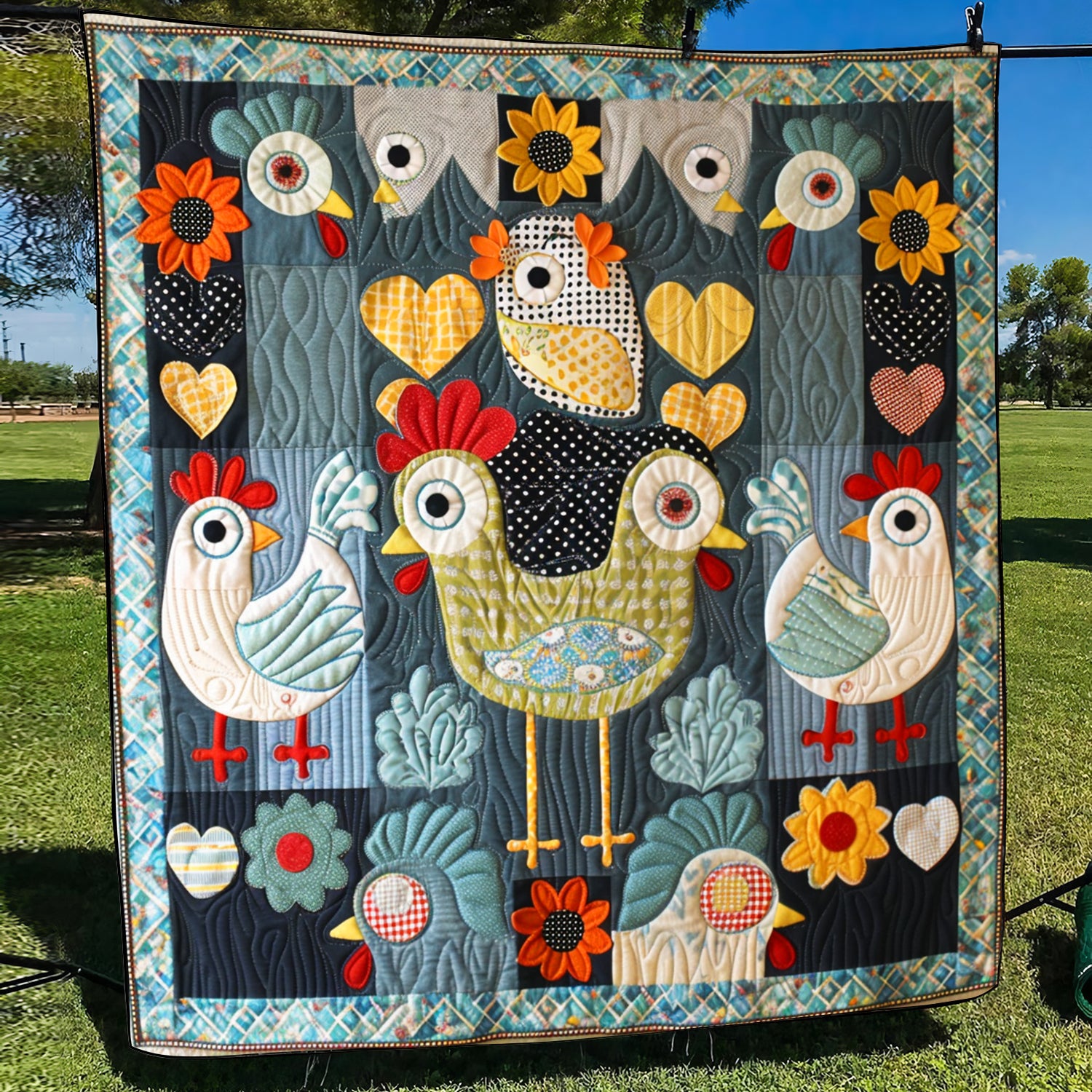 Barnyard Hens Quilted Blanket Presents For Chicken Love