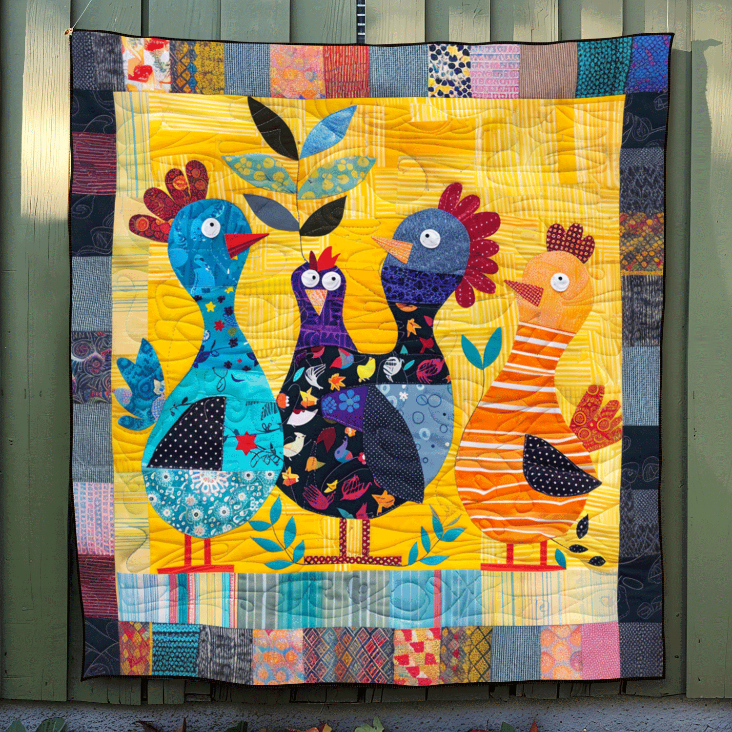 Barnyard Squad Quilted Blanket Chicken Lover Presents