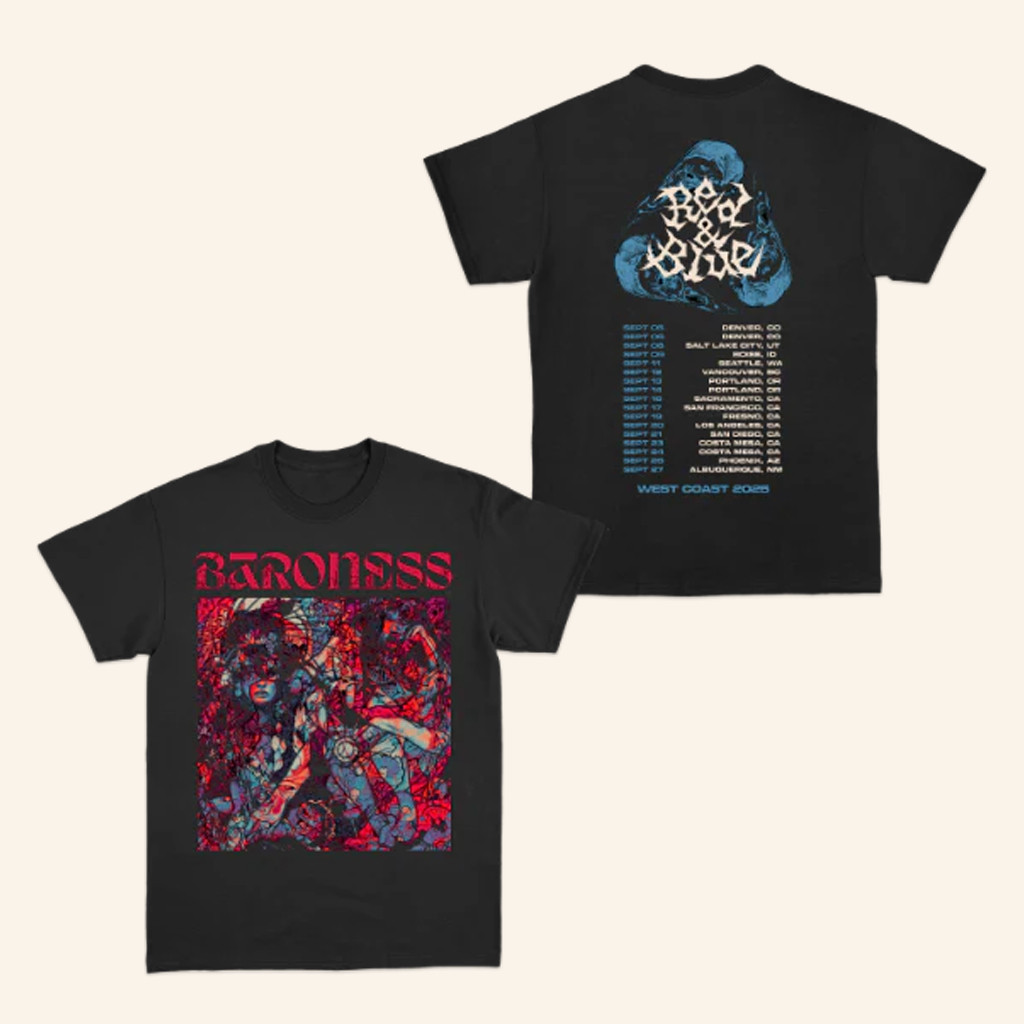 Baroness Merch Red And Blue West Coast T-Shirt Birthday Ideas For Him